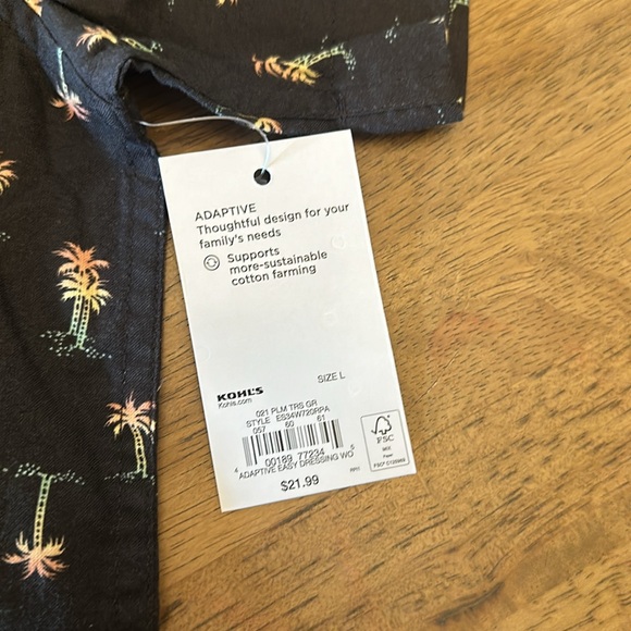 Boys large tropical palm tree button up Sonoma shirt. NWT. - Picture 3 of 4